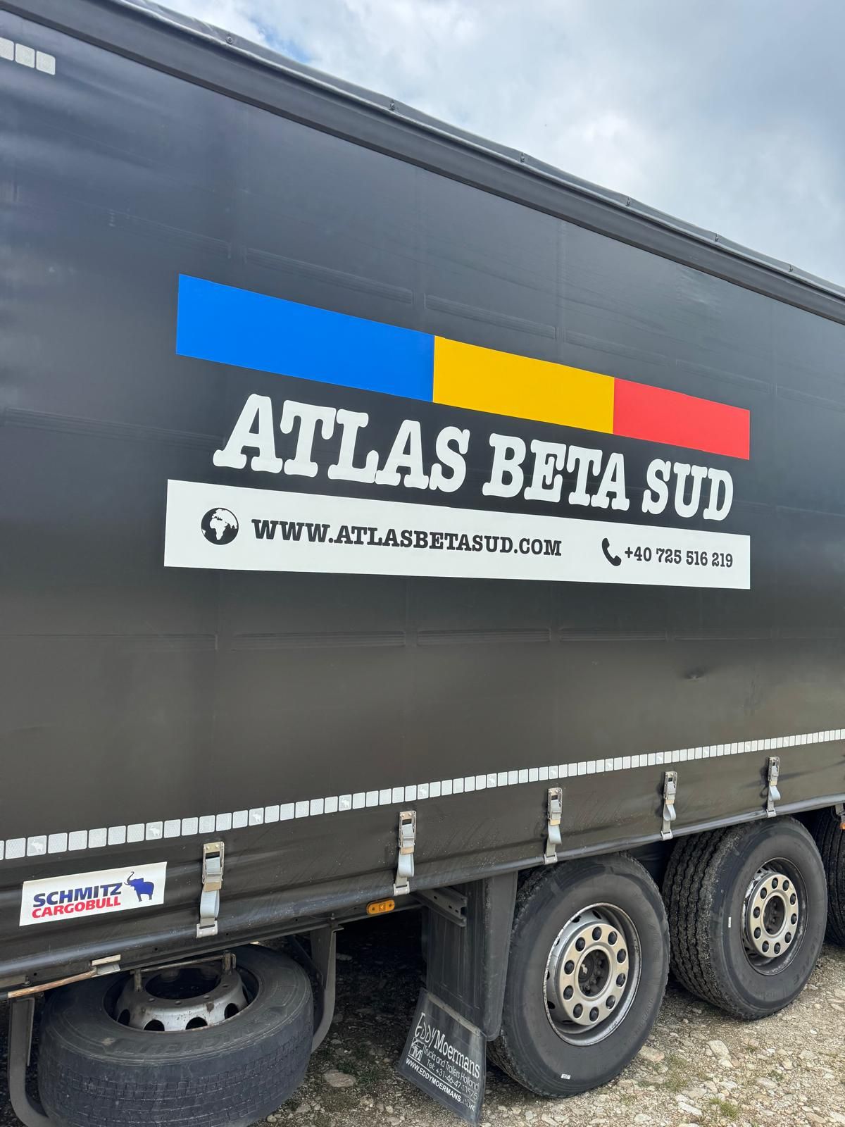 Semiremorcă ATLAS BETA SUD cu logo și date de contact